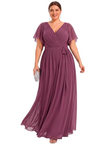 Image of Ever-Pretty Plus Women's Chiffon Maxi Plus Size Formal Bridesmaid Dresses
