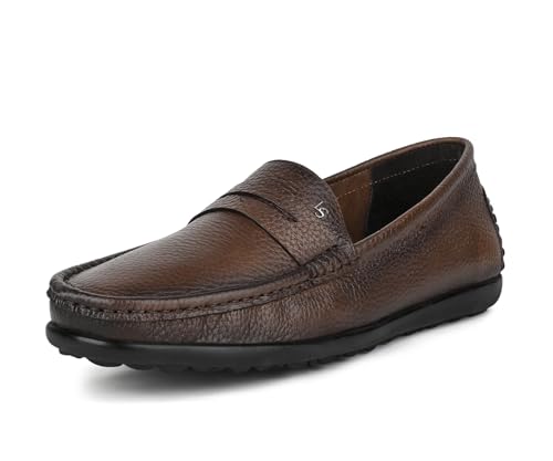 Image of LOUIS STITCH Italian Milled Leather Formal Shoes for Men | Ultra Lightweight Men's Slip On Solid Formal Loafers | Comfortable for Long Hours | LSPDFL