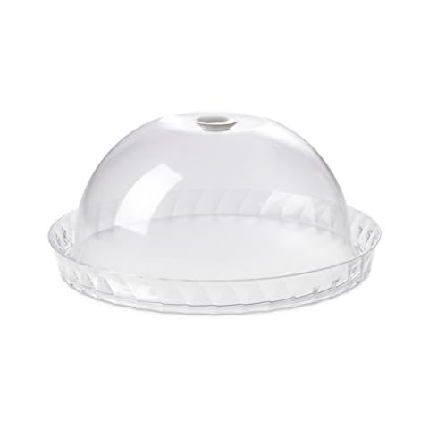 Omada Design Round Cake Tray Serving Display Platter with Dome Unbreakable, Diamond Line, Transparent Cover