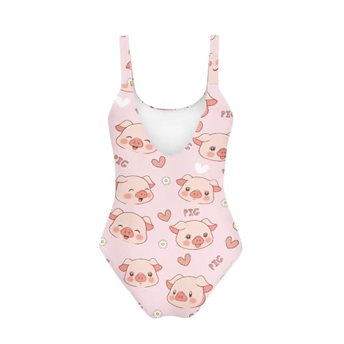 Image of One Piece Bathing Suit for Girl Kids Cute Beach Sport Swimwear U Back Scoop Neck Summer Swimming Pool Beachwear