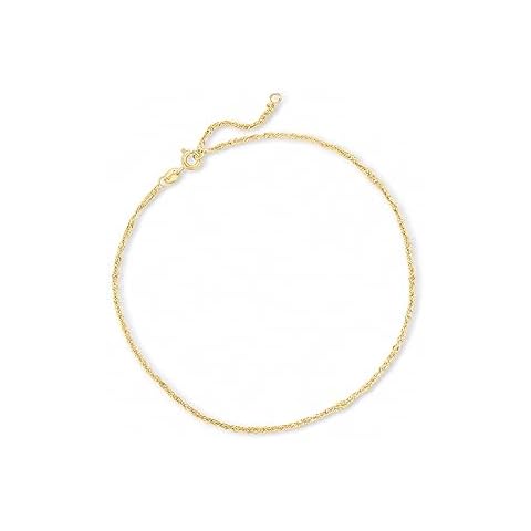 Canaria 1.5mm 10kt Yellow Gold Singapore-Chain Anklet. 9 inches Cover