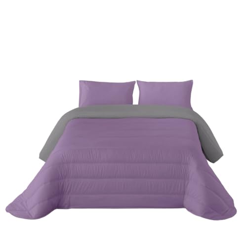 NATURALS Edredón Bicolor Berenjena/Gris L.807 Cama 90