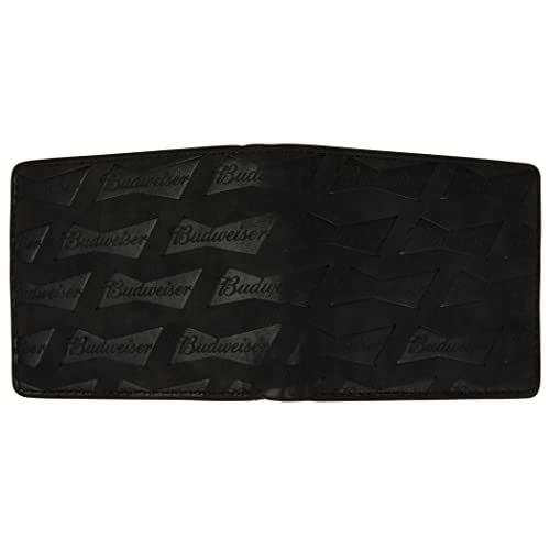 AQUARIUS Budweiser Black Bifold Wallet AOP Bowtie Deboss with ID Window3