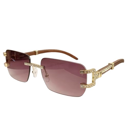 Vintage Rimless Diamond Sunglasses Women Crystal Rhinestone Sun Glasses for Female