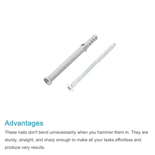 Image of METALLIXITY Screws Plastic Expansion Pipe (8x100mm) 20Pcs, Plasterboard Plugs Self Tapping Screw - for Construction, Industry, Gray Expansion Tube