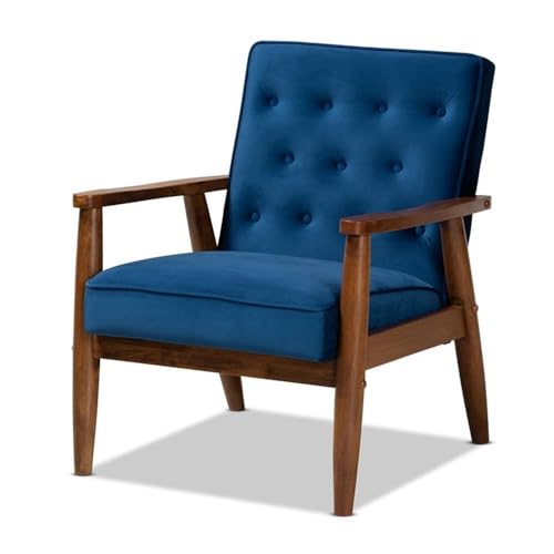 Sillón lounge moderno terciopelo azul