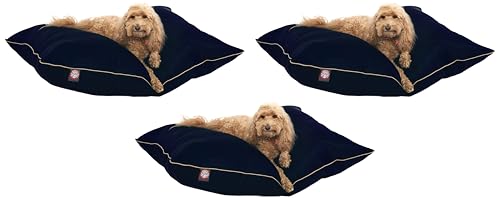 Image of Majestic Pet Rectangle Medium Dog Bed Washable - Non Slip Comfy Pet Bed - Dog Crate Bed Super Value Pillow Dog Bed - Dog Kennel Bed for Sleeping - Dog Bed Medium Breed 35 x 28 Inch - Solid Blue