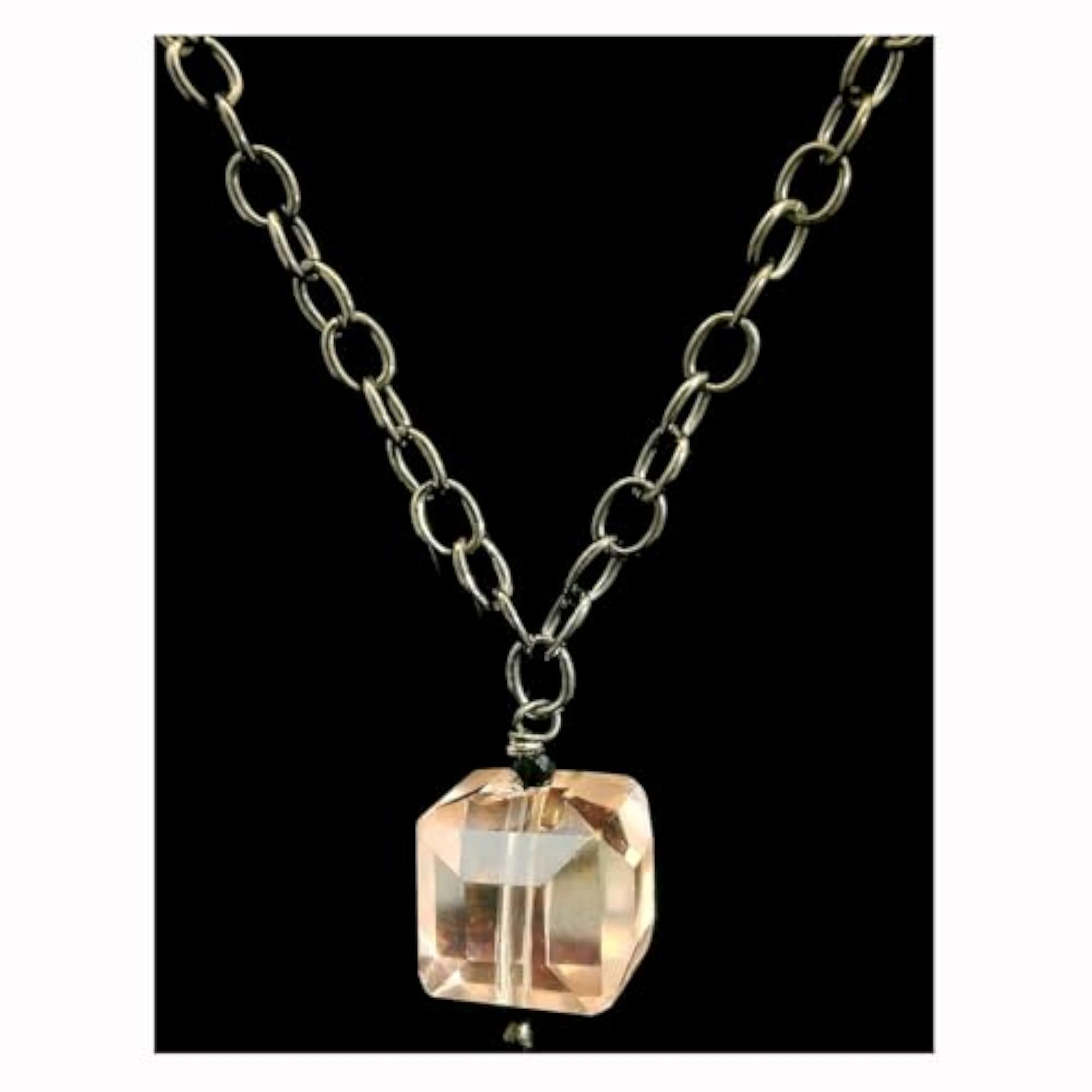 Jaipur Austrian Crystal Cube Pendant Necklace, Gift for Her