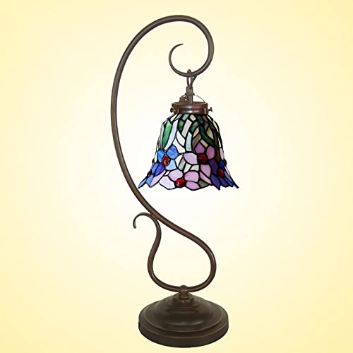 Lampe de table en verre teinté style Tiffany avec socle en métal lourd