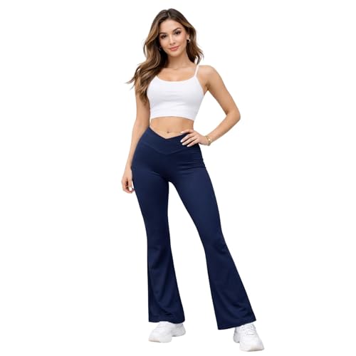 Pantalones de yoga de pierna ancha con control de abdomen y leggings deportivos 4