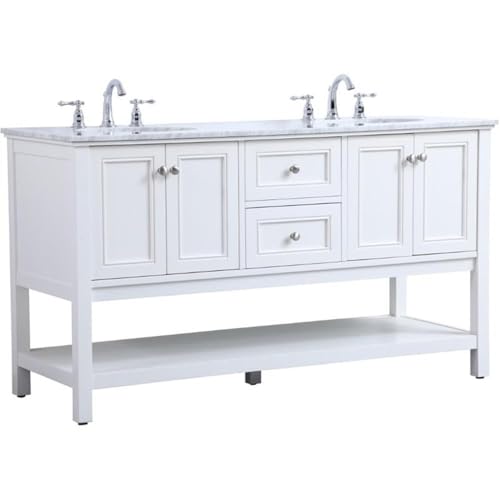 Elegant Decor Metropolis 60" Double Sink Marble Top Bathroom Vanity