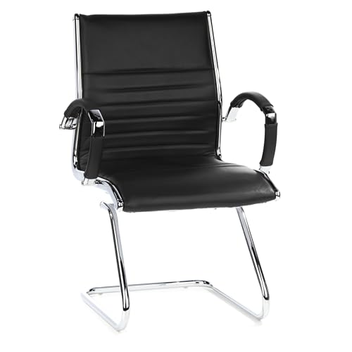 hjh OFFICE 660505 Konferenzstuhl Parma V Leder Schwarz/Chrom Freischwinger...
