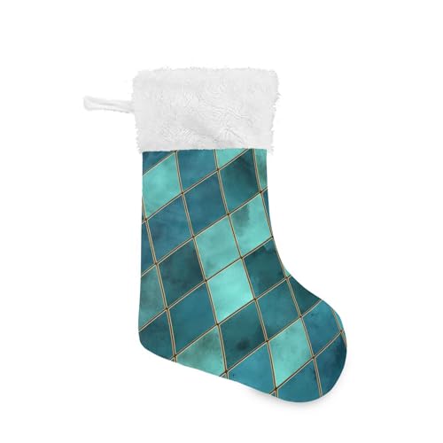 VEKELEE Teal Watercolor Geometric Plaid Christmas...