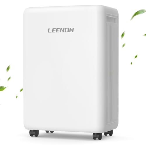 Deumidificatore Casa Muffa 12L/24H, LEENON Desumidificatore portatile, silenzioso, Risparmio energetico, Modalità Smart/Dry/Continuous, Desumidificatore con timer, filtro e serratura per bambini