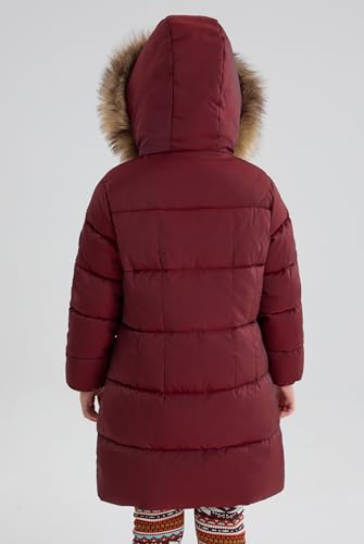 maoo garden Girls Puffer Winter Coat Faux-Down Heavyweight Snow Parka Fuzzy Fur Lining Hood Water-Resistant Long Jacket2