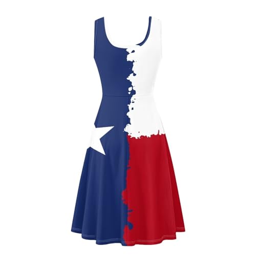 Image of Women Stylish Tank Dresses Sleeveless Round Neck Midi Casual Dress with Pocket for Summer
