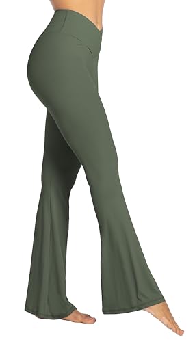 Image of Sunzel Flare Leggings, Crossover Yoga Pants with Tummy Control, High-Waisted and Wide Leg