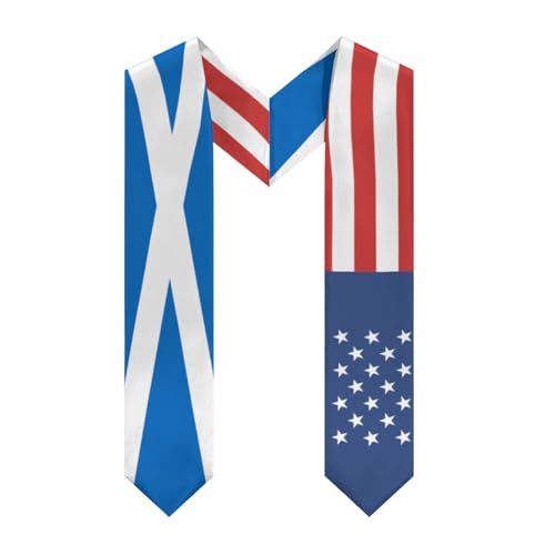 America Scotland Scottish Flag Graduation Stole Sash Shawl for Men Women Thickened V-Neck Scarf for International Students Teachers Study Aboard Graduate Gift 72 inches Unisex