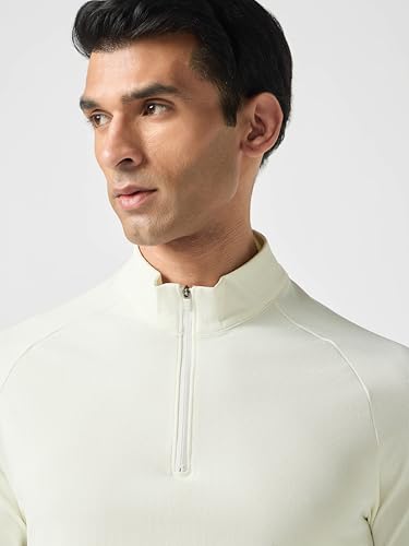 Image of TECHNOSPORT Men's Solid Full Sleeve T-Shirt ELASTOPLUS Quick Dry Slim Fit Mock Neck Sports Tee for Training Layering Casual Wear UPF50+ Anti Odour