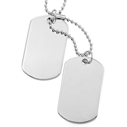 Mowom Silver Tone 2Pcs Alloy Pendant Necklace Army Double Dog Tag #TOP2