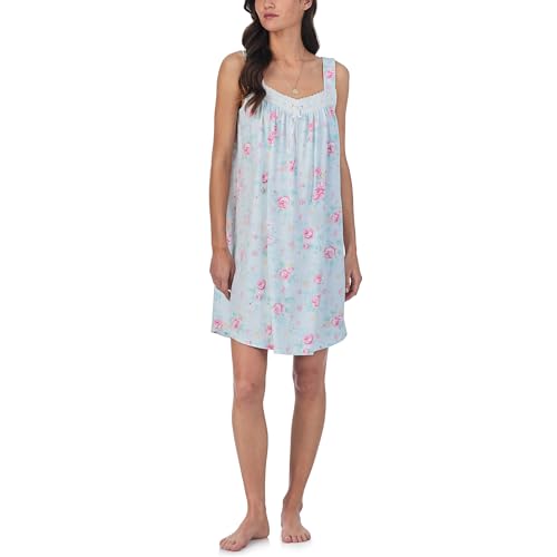 Pyjama court en coton tricoté pour femme de taille S coloris bleu jardin