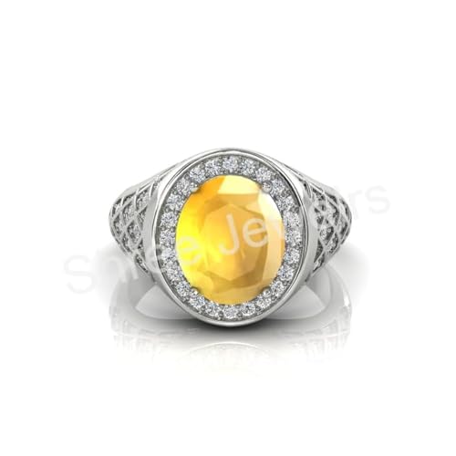 Bague saphir jaune 5,25 carats Pukhraj naturelle : cadeau idéal mixte