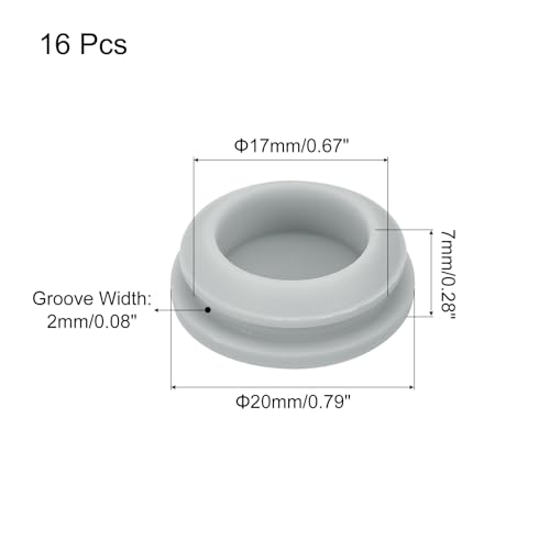 Image of MECCANIXITY 16pcs Silicone Snap in Locking Hole Plugs,17mm /0.7 Inch Mounting Diameter Narrow Groove Width 2mm Panel Seal Cover Round for Kitchen Bulkheads Waterproof Sealing Plugs Grey