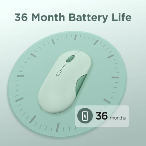 Image of Lenovo 350 Wireless Bluetooth Mouse, Silent Click, 3 Level DPI (1000, 1600, 2400), 36 Month Battery Life, 2 Device Paring, Breeze Moss