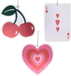 3 Piece Car Air Freshener Fragrance Fragrance Ornament Cherry Ace Playing Card Retro Heart Scented Pendant Gift Car Interior Accessories Christmas for Her Car Gift Pink Cute Heart Kitty Perfume Scent