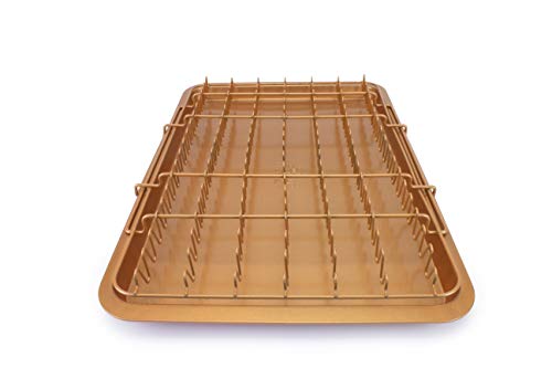 EaZy MealZ Bacon Rack & Tray Set | Specialty Tray and Grease Catcher | Even Cooking | Non-Stick | Healthy Cooking Material | Customized Cooking Experience (X-Large, Copper)