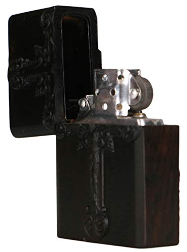 Generic Natürliches Ebenholz schwarzes Holz geschnitztes Feuerzeug Außengehäuse für Zippo Einsatz Kit (Jesus und Kreuz… – Bild 7