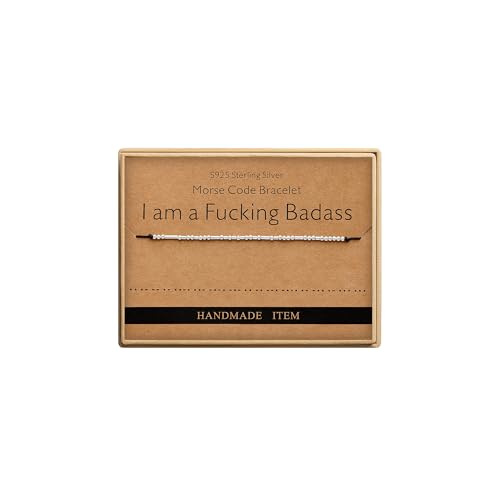 Monily Inspirational Gifts for Women I am a Fucking Badass Morse Code Bracelets for Women Funny Gifts Best Friend Birthday Gifts