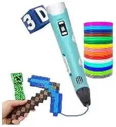 Caneta de Impressão 3D LCD, Compatível com Filamentos PLA/ABS/PCL, 1,75mm, com Tela LCD e Cabo USB