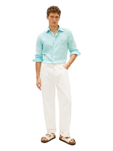 Image of Tommy Hilfiger Men's Long Sleeve Casual Linen Button Down Shirts in Regular Fit