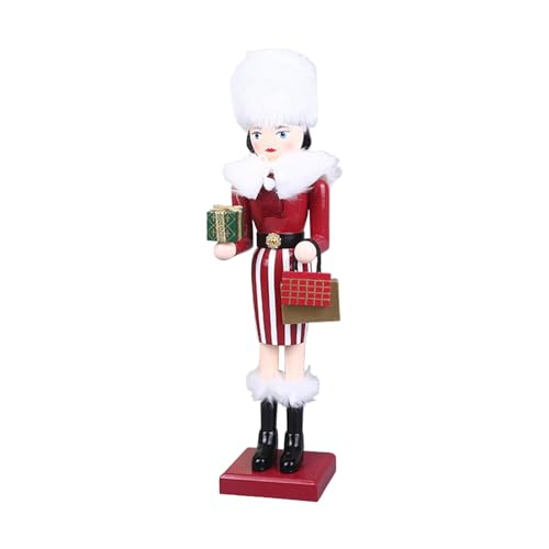 LOVIVER 1-Piece 38cm Wooden Nutcracker decoration, traditional Christmas Nutcracker Figure, festive gathering Desktop Crafts, Festive Home Decor, Gift for children Family