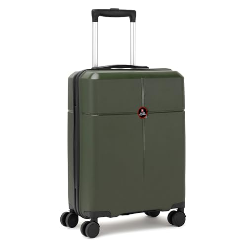 Image of SWISS MILITARY Jazz 55cm Hard Luggage Trolley Bag with 45L Capacity, 360 Rotatable Wheels, 3 Dial Lock and a Durable PP Body, Lightweight, Stylish and Secured, Suitcase Bags for Travel - Olive