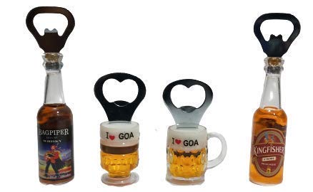 Ayra Crafts Amazing Whisky Bottle & Beer Glass Shaped Bottle Opener with Fridge Magnet Set of 4 | (Multi Color)-image-44