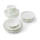 Mikasa Tivoli Garden - Juego de vajilla de porcelana china ligera, resistente a las astillas, 9 piezas, servicio para 3
