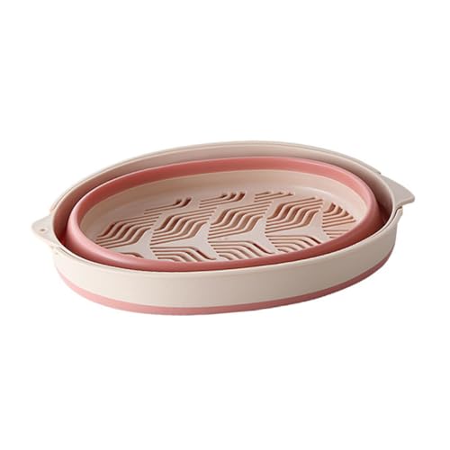 ULTECHNOVO Lavandino Pieghevole - Portaoggetti da Cucina con Scarico - Cestini in Vimini per Scolapasta da Cucina -