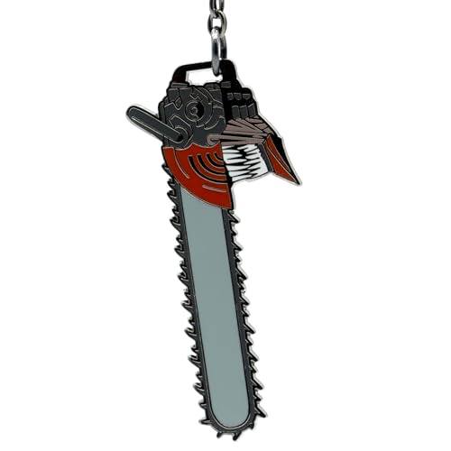 Abystyle - Portachiavi Chainsaw Man Chainsaw Man Testa, Grigio Rosso Nero Bianco, Dimensions : H. 6 Cm X L. 2.5 Cm
