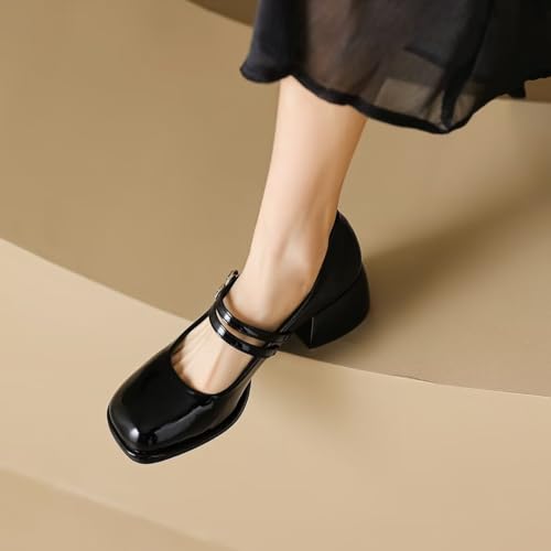 LUXINYU Women Square Toe Heels Pearl Elegant Ladies Pumps Heeled Dress Shoes Comfort Work Shoes 6