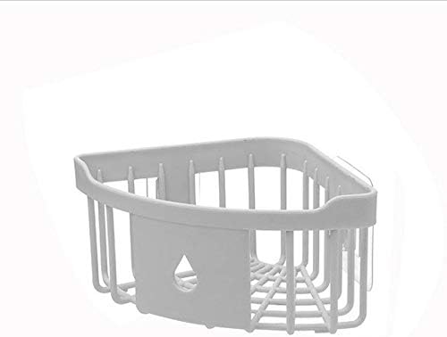 Zhjlut Organizador de estante de baño de plástico, estante de esquina a presión, estante de esquina de baño, soporte de pared para almacenamiento de