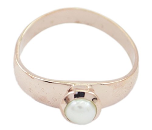 Bague en argent 925 avec perle blanche RIYO, éclat or rose d'exception