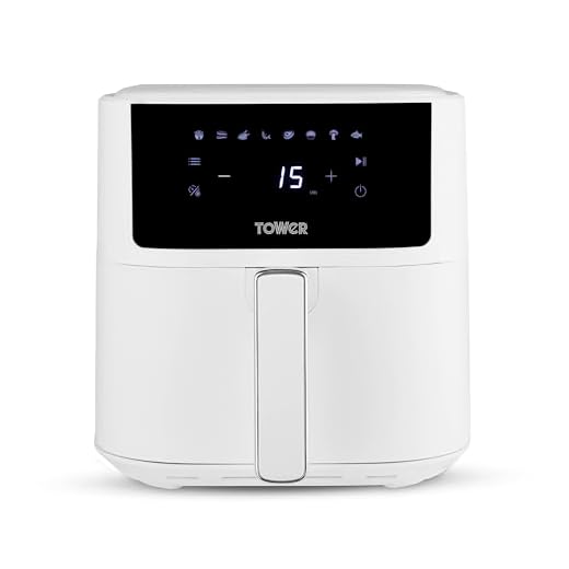 Tower T17169WHT Vortx Air Fryer with Digital Control Panel, 8 Pre-Set Cooking Functions, 1700W, 6L, White