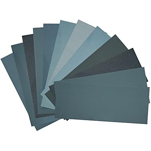 HCSSZ Wet and Dry Sandpaper 9 x 3.5 Inches, 12 Pieces 180 To 10000 Assorted Grit Sand Paper for Automotive Sanding, Wood Furniture Finishing, Wood Turning Finishing Cover