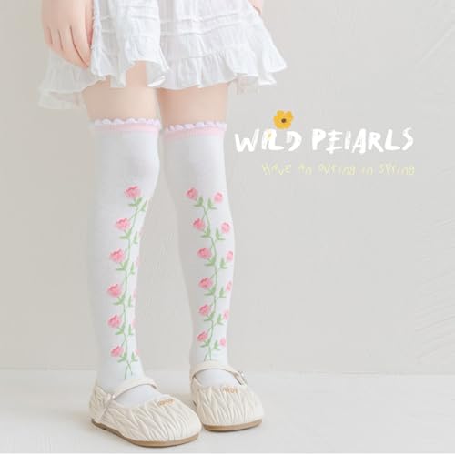 Stylish Girls Over Knee Socks Lovely Flower Pattern Fun And Fashionable Long Stockings For Ages 3-8T Children's Long4