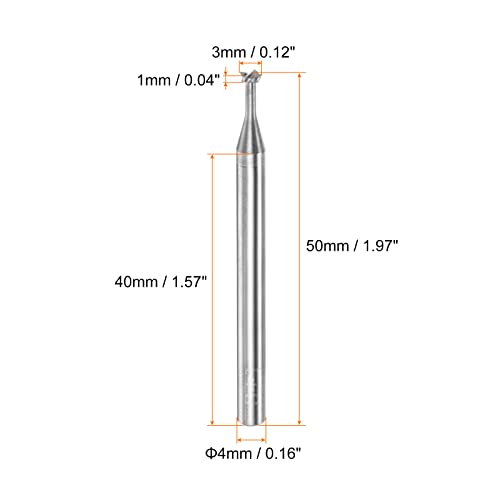 Image of HARFINGTON T Slot End Mill Milling Cutter 3mm Cutting 1mm Depth 4mm Shank Solid Carbide 4 Flutes for Aluminum Copper Zinc Alloy