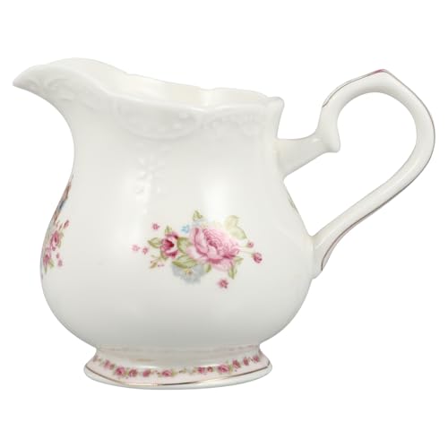 Garneck Jarra de Crema de Cerámica con Asa, Dispensador de Leche Multifuncional, Taza de Leche de Cerámica para Cocina y Restaurante, Adecuado para Servir Salsa y Café, Fácil de Limpiar,