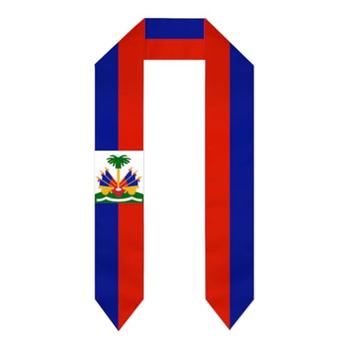 YUZEKABZ Haiti Flag Graduation Stole, Graduation Sash Scarf Gifts for Haitian International Student