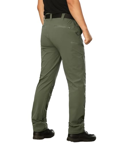 Navekull Men'S Lightweight Tactical Pants Quick Dry Work Cargo Pants For Men Hiking Outdoor Pants Summer Fishing Military Trousers With Zipper Pockets Army Green thumb #2